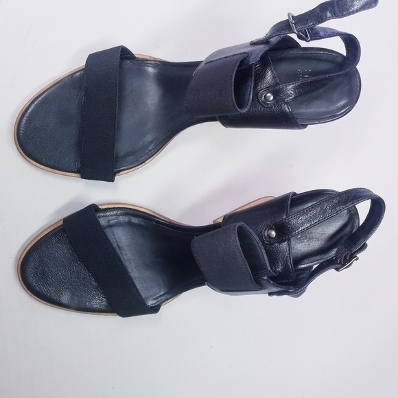 🌸 Eileen Fisher | Leather Wedge Sandal, size 9.5‎ , Black - Picture 6 of 6